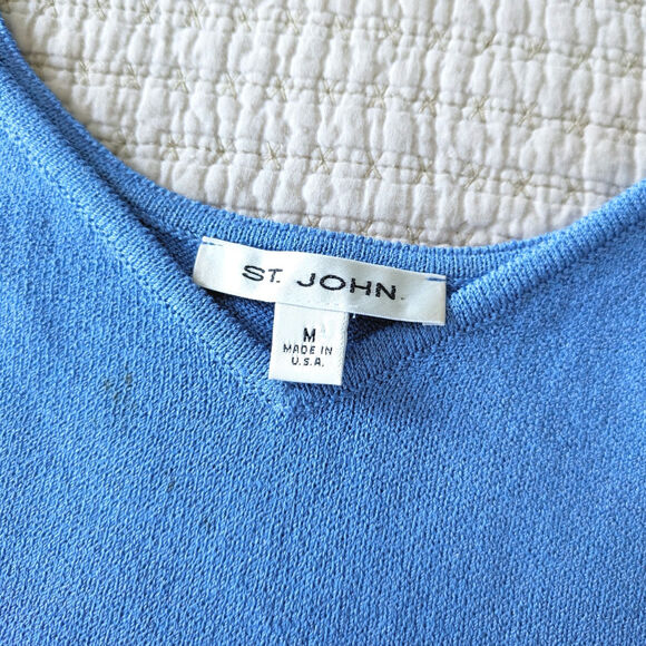 St. John Vintage Sky Blue Santana Knit Shell Short Small Tank Top Cami Medium - Picture 5 of 6